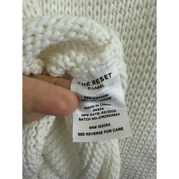 Reset R Label Breezy Sweater Sz Small Chalk White Knit Long Sleeve Cotton Blend - Picture 6 of 6